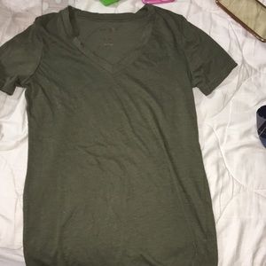 Green v neck shirt
